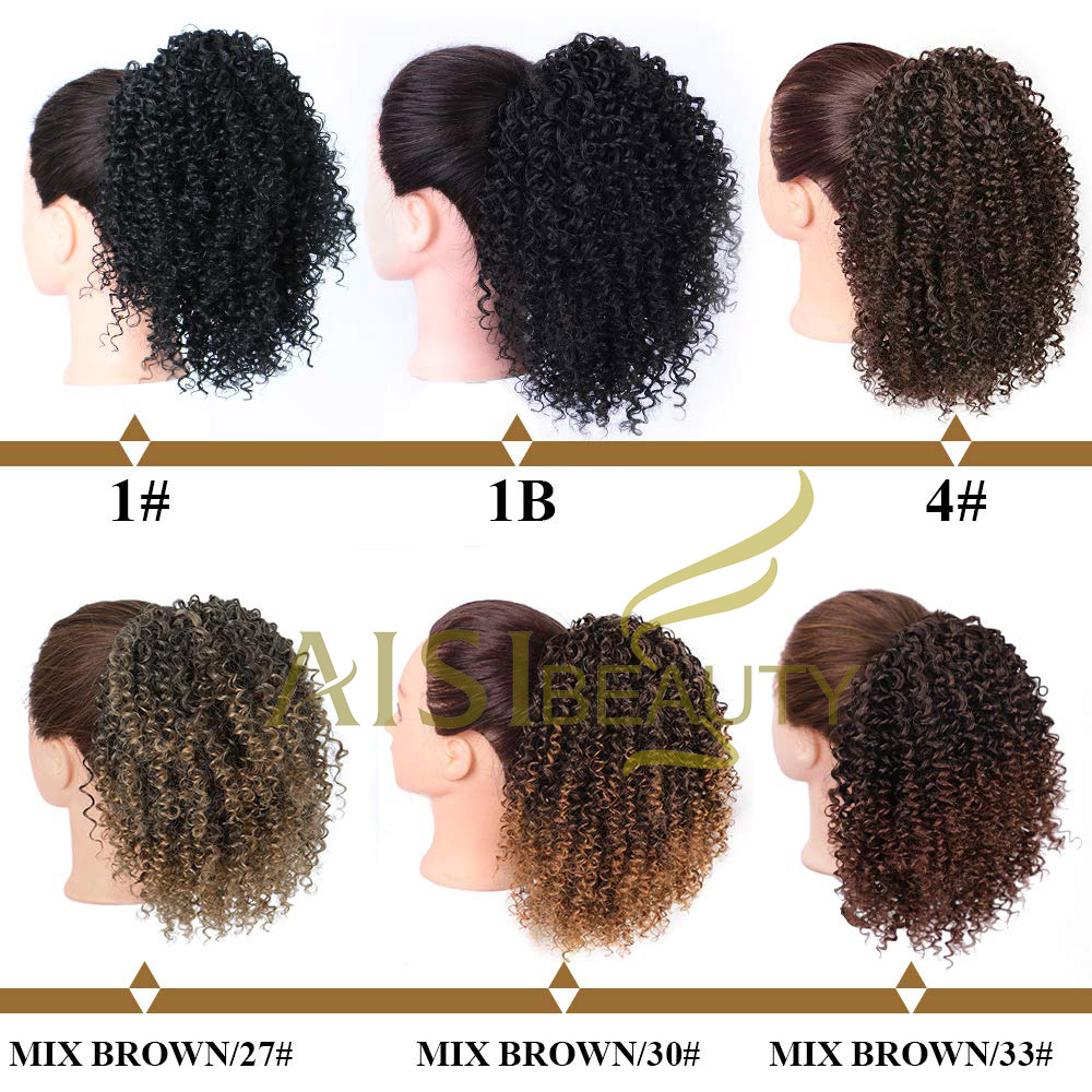 Aisi Beauty Top Quality Wholesale Afro Fluffy Puff Ombre Brown Hairpiece Extension Messy Donut Curly Afro Kinky Afro Hair Bun