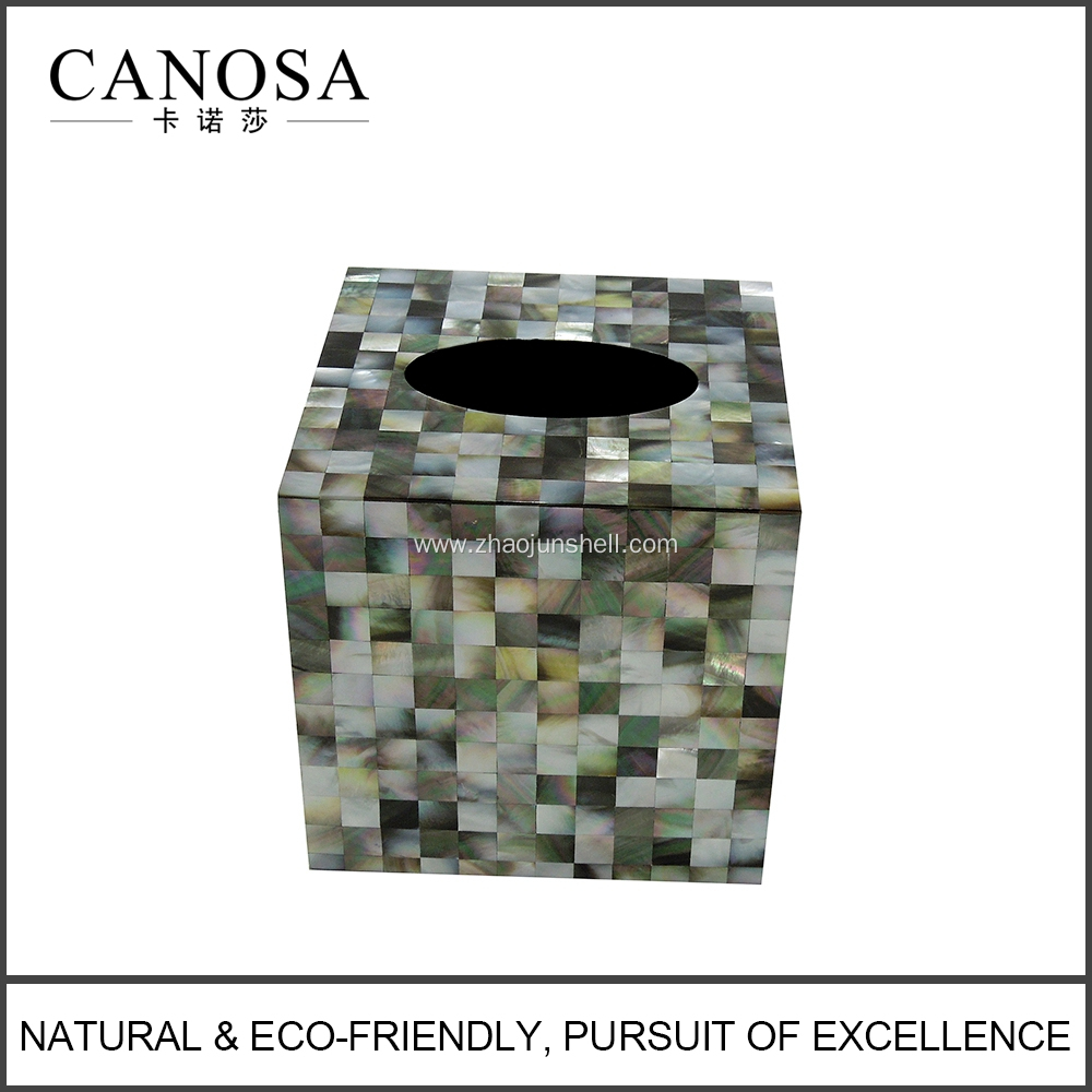 Bathroom Accessory Black Mother of Pearl Tissue Box