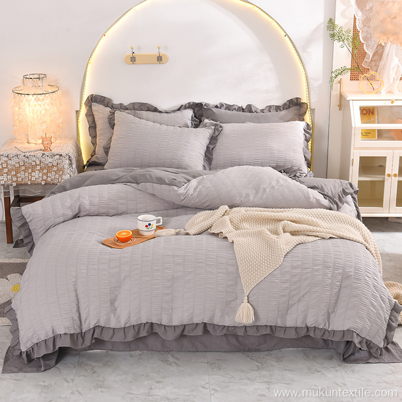 Twin 100% cotton seersucker girl comforter bedding set