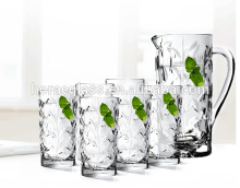 Printing LOGO engraved pitcher drinking Water glass set Glass Pitcher