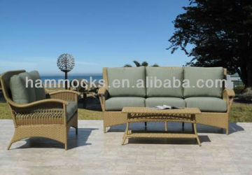 Natural Outdoor Patio Furniture Resin Wicker Sofa 3 PC Set Sunbrella