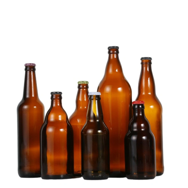 2021 Wholesale Custom Different Color Amber Glass Beer Bottle