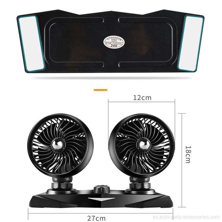Ventilador de doble cabeza portátil ventilador de automóvil USB