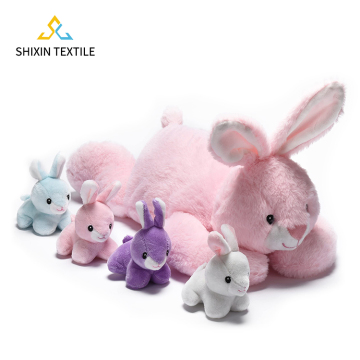 Stuffed Animal Set: Huggable Mommy Rabbit with 4 Baby Bunnies - Snuggly Pink Plush Toy for Easter, Christmas, and Birthday Gifts