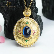 Geometric Diamond and Cultivated Spinel Charm Necklaces for Women