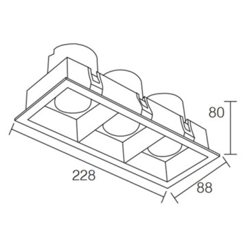 LEDER Rektangulär inomhus 12W*3 LED Downlight