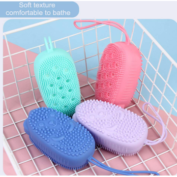 Exfoliating silikon scrubber sikat tubuh mandi dua sisi