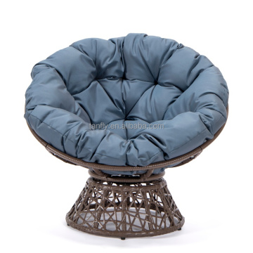 Outdoor Swivel Rattan Papasan Chair with Cushion