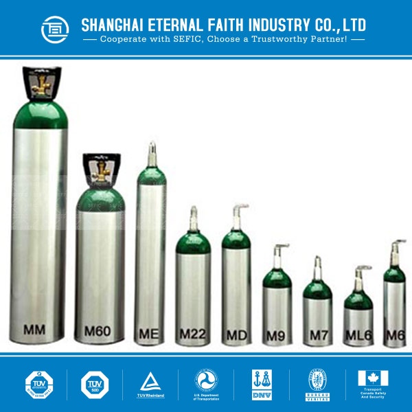 Pakistank philippines market Type size M9 MD ME medical aluminum oxygen cylinder 2.82L 4.64L