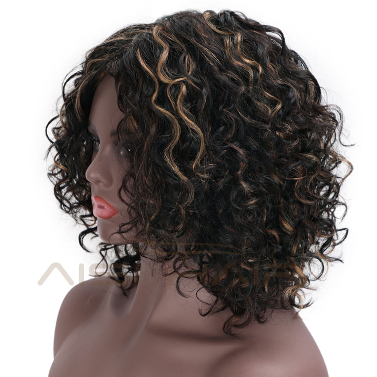 Aisi Hair Wholesale Cheap Mixed Brown Afro Curly Wave 100% Unprocessed Brazilian Human Hair Wig For Black Women