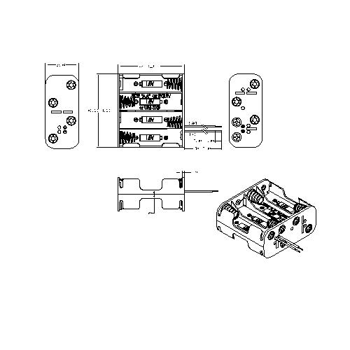 8 PIECES AA Battery Holders 4P DOUBLE BBA-5-8-150-2-A