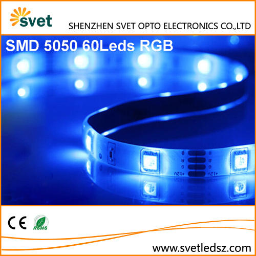 12V SMD 5050 Waterproof High CRI Led Strip Light 60Leds RGB 1 Year Warranty