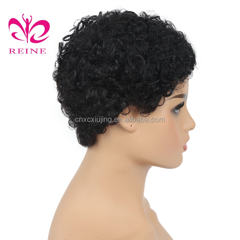 Hair Brazilian Short Machine Made Wig Afro Kinky Curly Wig Natural Color Remy 99J Human Hair Wigs For Black Women