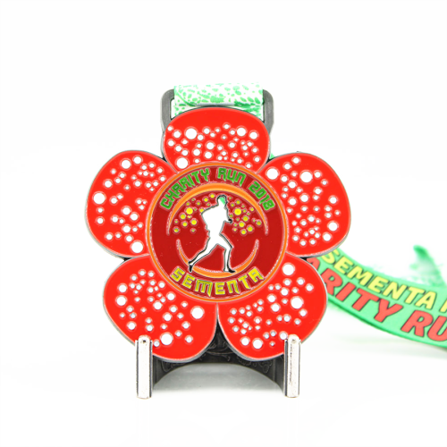 Personalized custom color flower run medal