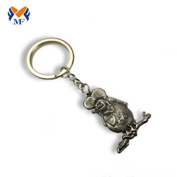 Antique silver metal custom 3d cute keychain