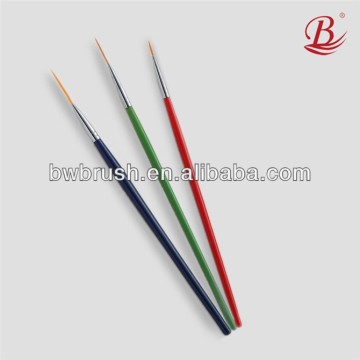 baowang colorful wood handle detail brush 3pcs set nail art brush