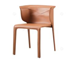 Italian minimalist orange saddle leather single chairs