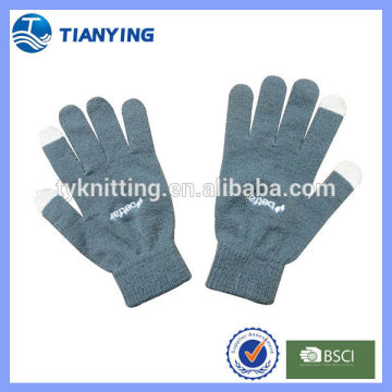 gray embroidery two fingers touchscreen gloves