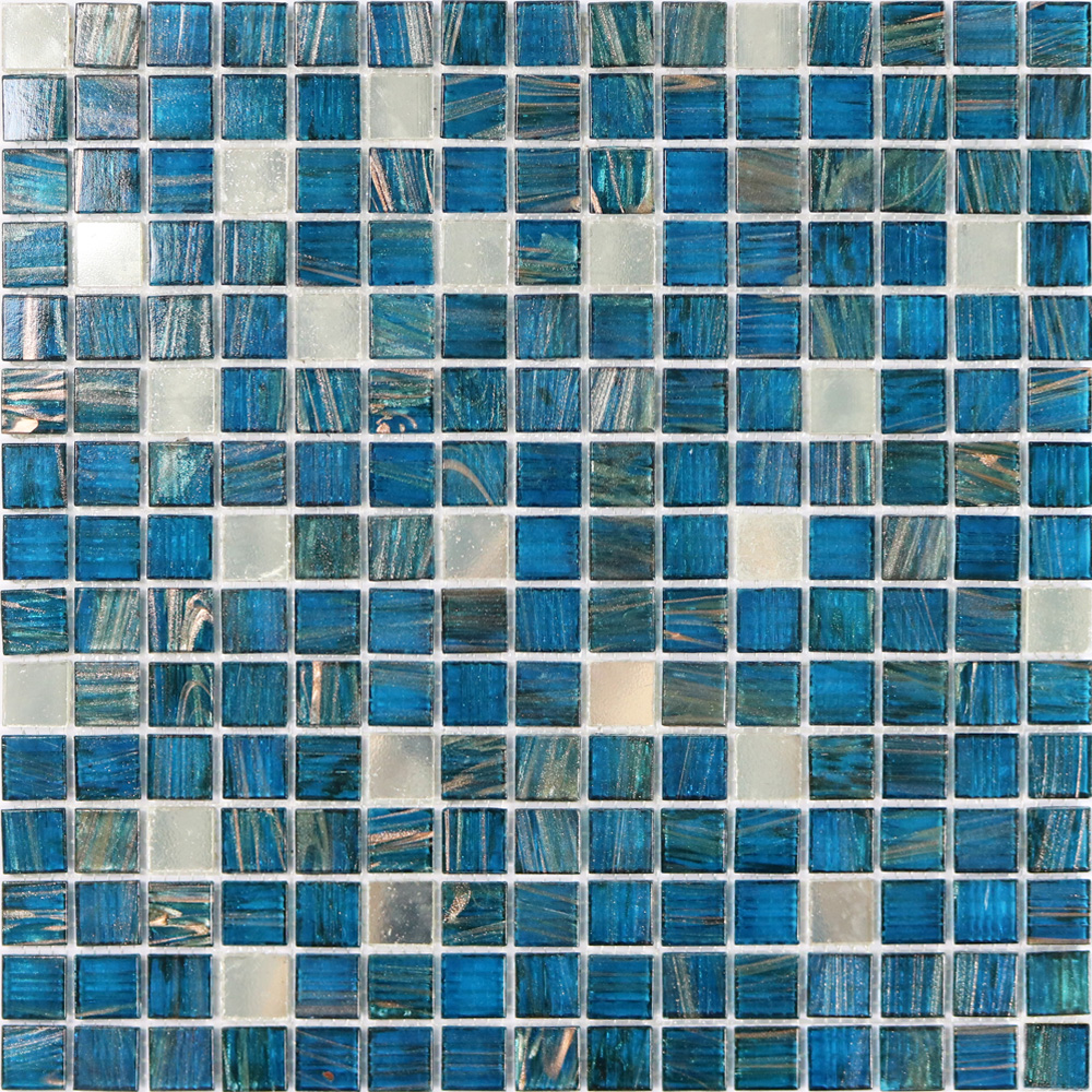 Nuovo design argento mosaico in vetro blu piastrelle