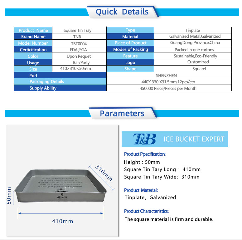 Square Tray with Galvanized Metal