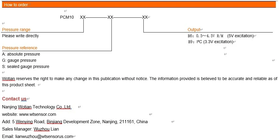 I2c Pressure Sensor -40-125 Degree Operation Temeprature Piezoresistive Silicon Pressure Sensor