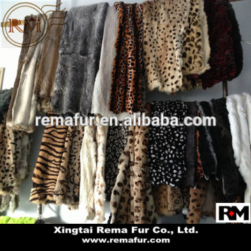 leopard print real rabbit fur blankets for garments