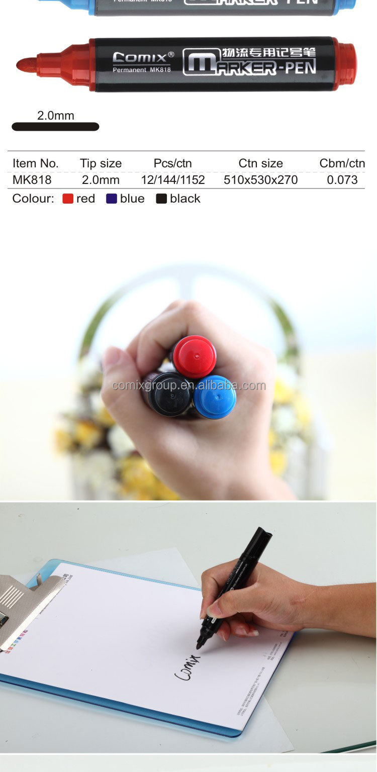 Plastic waterproof blue&black&red Permanent Marker pen