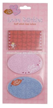3 pack love sticky notes , self-stick love notes