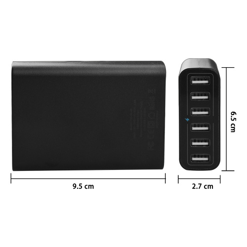 60W 6-port USB-väggladdare Multi Charger Station