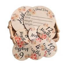 Wooden Baby Milestone Cards Double Sided Flowers