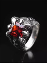 "Dragon Claw" Hand-Crafted Silver Ring embedded