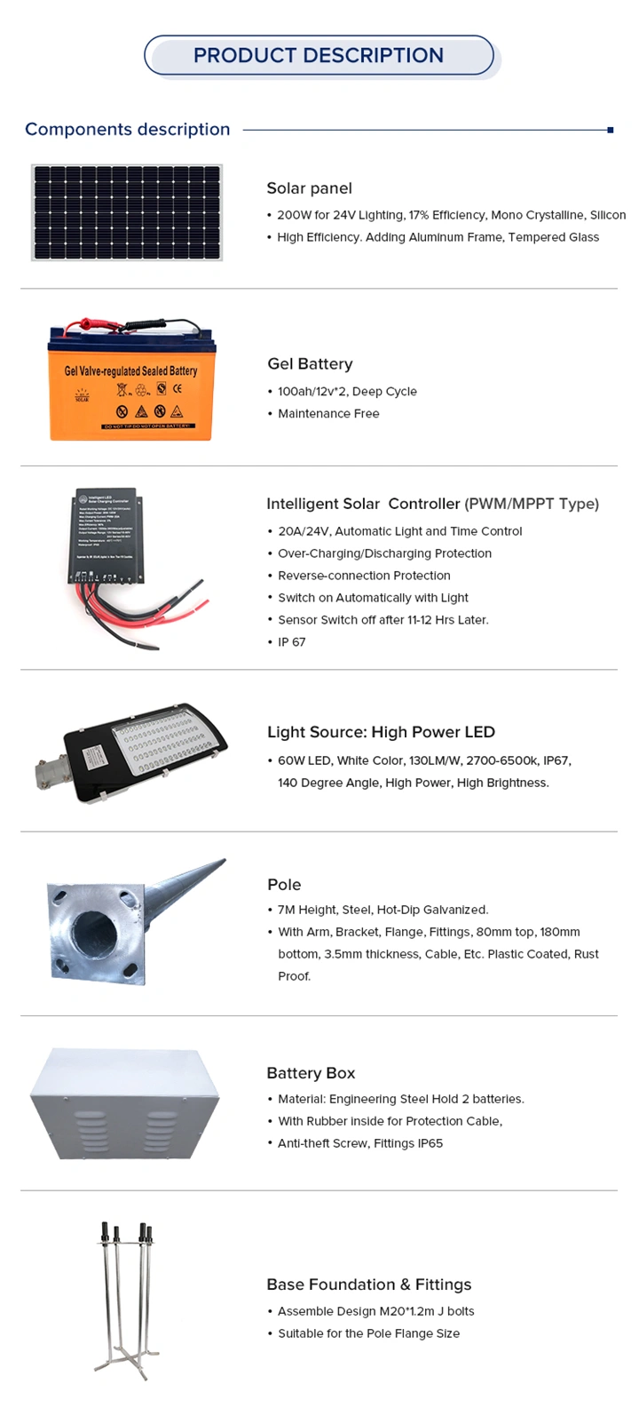 Hepu Ce Certificated LED Solar Street Light with LiFePO4 Battery