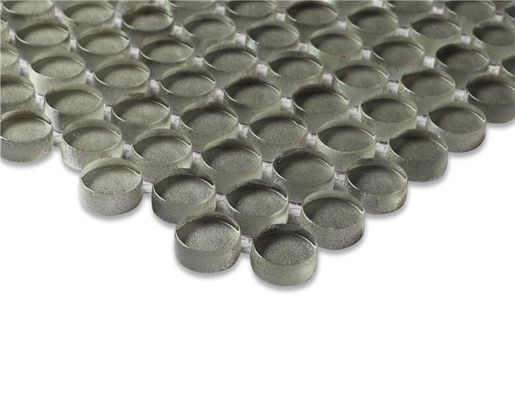 Mesh Mounted Penny Round Glass Crystal Mosaic Tile