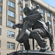 large outdoor sculptures metal craft bronze playing violin statue for garden