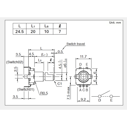 Ec11 series ตัวเข้ารหัสที่เพิ่มขึ้น