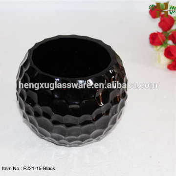 Honey Cellular Vase, Black Glass Round Ball Vase