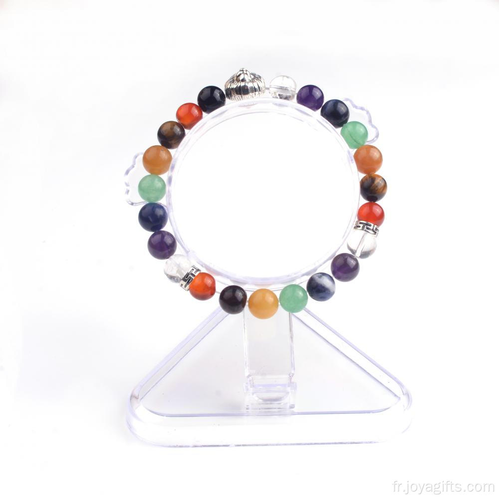 Nouveaux produits 2016 Semi pierre précieuse Lion Head précieuses Chakra Bracelet