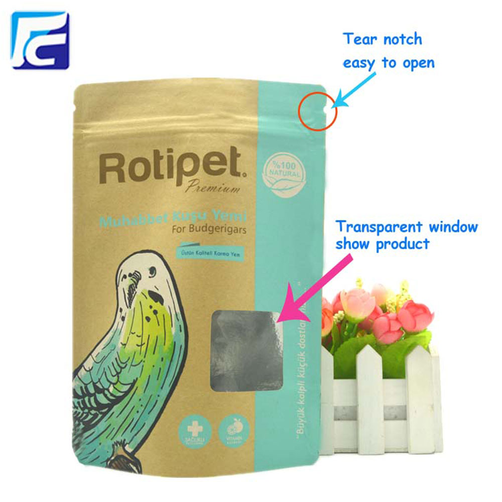 foil kraft paper Bird food bag with window