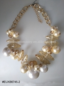 multi pearls and diamond shaped resin beads necklace, beaded choker,beaded necklace,beads charms necklace,jewelry,new 2016