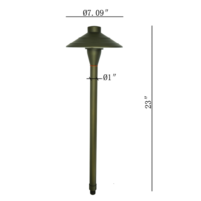 Path light Garden light fixture with brass hat