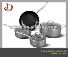 HARD ANODIZED COOKWARE SET WITH STAINLESS STEEL HANDLE(MODEL NO.JD-TZ07H)