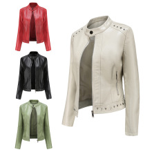 Classic Biker Jacket: Slim Fit Pu Faux Leather Motorcycle Jacket for Women