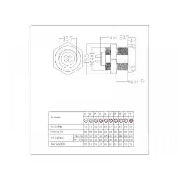 M14 Self-Lock vrouwelijke connector met moer opgelost