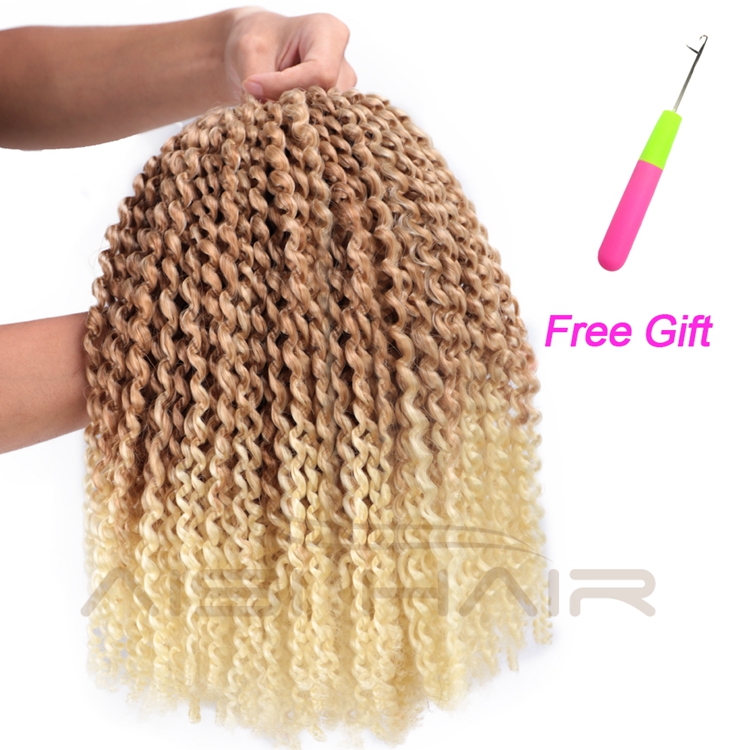 Aisi Hair Wholesale 12 Inch High Quality Marly Bob Heat Resistant Fiber Ombre Blonde Synthetic Crochet Braiding Hair Extensions