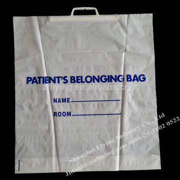 LDPE plastic belonging bag with plastic handle for patient,used in hosptital