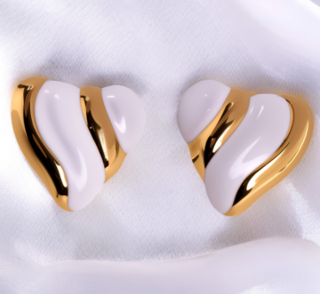 Luxury Geometric Earrings Titanium Gold Twist Design