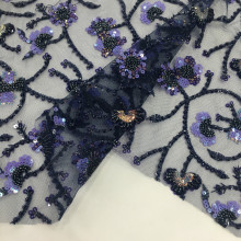 Polyester Sequins And Beads Border Embroidery Fabric