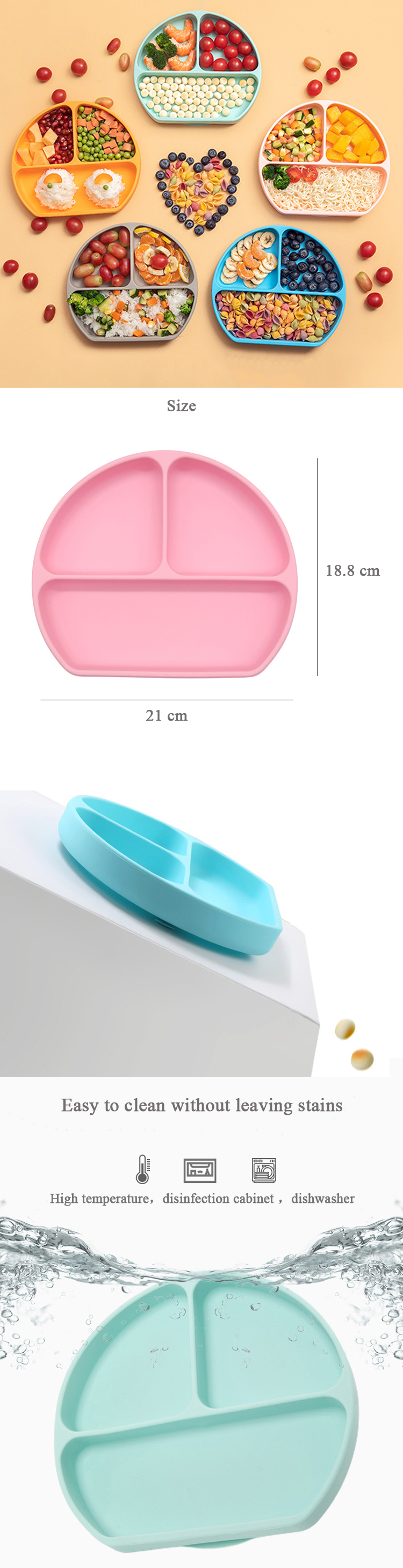 silicone baby feeding divider silicone suction plate for kids