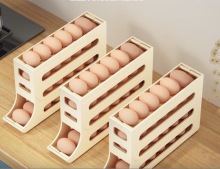 BOCHENG Fashion 4-Layer Rolling Egg Container Tray - Large Capacity Refrigerator Egg Holder