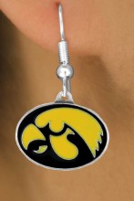 Lead, Cadmium, & Nickle Free University Of Iowa "Hawkeyes" Logo Earring College Jewelry